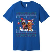 Xmas Reindeer Santa Hat Dachshund Dog Ugly Christmas Gift Premium T-Shirt