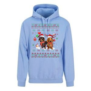 Xmas Reindeer Santa Hat Dachshund Dog Ugly Christmas Gift Unisex Surf Hoodie