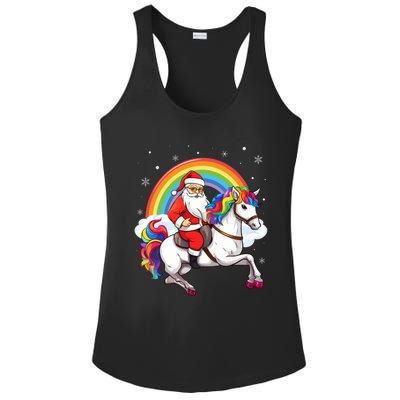 Xmas Rainbow Santa Riding Unicorn Christmas Gift Ladies PosiCharge Competitor Racerback Tank