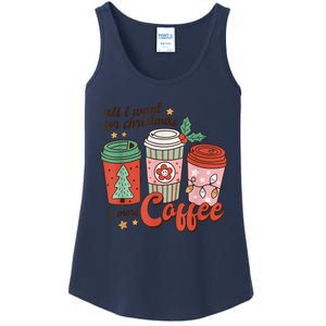 Xmas Shirt All I Want For Christmas Is More Coffee Retro Groovy Funny Ladies Essential Tank