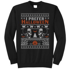 Xmas Skull Bats I Prefer Halloween Ugly Christmas Sweatshirt