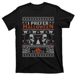 Xmas Skull Bats I Prefer Halloween Ugly Christmas T-Shirt