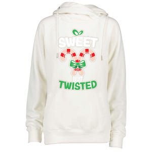 Xmas Sweet But Twisted Christmas Funny Candy Quote Gift Womens Funnel Neck Pullover Hood