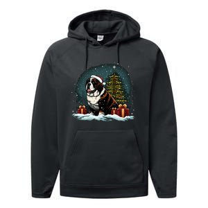 Xmas Saint Bernard Santa On Christmas Saint Bernard Performance Fleece Hoodie