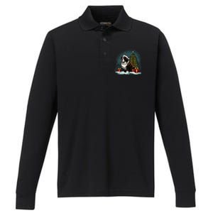 Xmas Saint Bernard Santa On Christmas Saint Bernard Performance Long Sleeve Polo