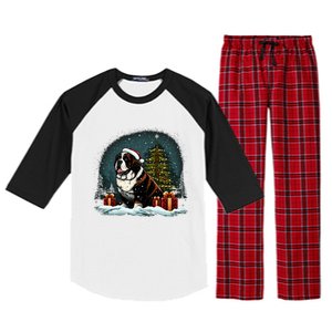 Xmas Saint Bernard Santa On Christmas Saint Bernard Raglan Sleeve Pajama Set