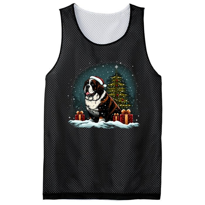 Xmas Saint Bernard Santa On Christmas Saint Bernard Mesh Reversible Basketball Jersey Tank