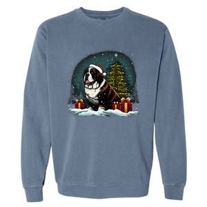 Xmas Saint Bernard Santa On Christmas Saint Bernard Garment-Dyed Sweatshirt