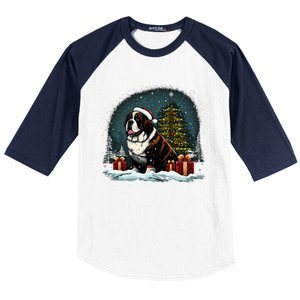 Xmas Saint Bernard Santa On Christmas Saint Bernard Baseball Sleeve Shirt