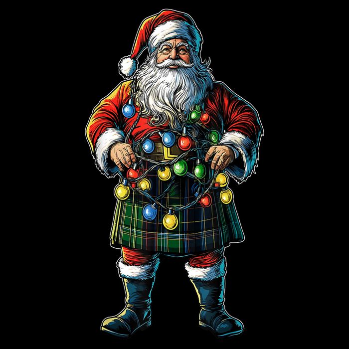 Xmas Santa Claus Hat Scottish Kilt Scotland Christmas Lights Gift 16 in Basic Backpack