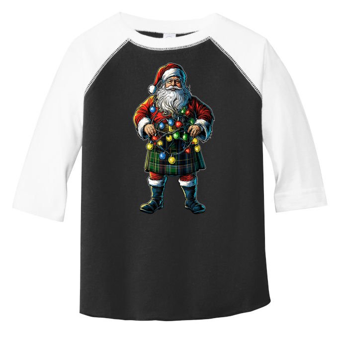 Xmas Santa Claus Hat Scottish Kilt Scotland Christmas Lights Gift Toddler Fine Jersey T-Shirt