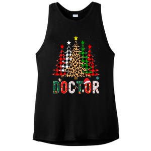 Xmas Santa Doctor Leopard Plaid Print Christmas Trees Gift Ladies PosiCharge Tri-Blend Wicking Tank