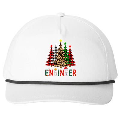 Xmas Santa Engineer Leopard Plaid Print Christmas Trees Gift Snapback Five-Panel Rope Hat