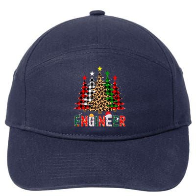 Xmas Santa Engineer Leopard Plaid Print Christmas Trees Gift 7-Panel Snapback Hat