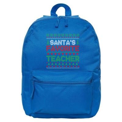 Xmas SantaS Favorite Teacher Funny Ugly Christmas Gift 16 in Basic Backpack