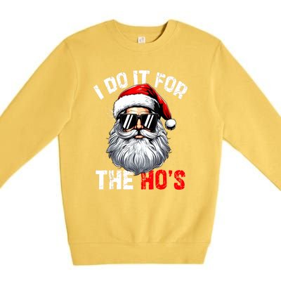 Xmas Santa Face I Do It For The Hos Funny Inappropriate Christmas Gift Premium Crewneck Sweatshirt