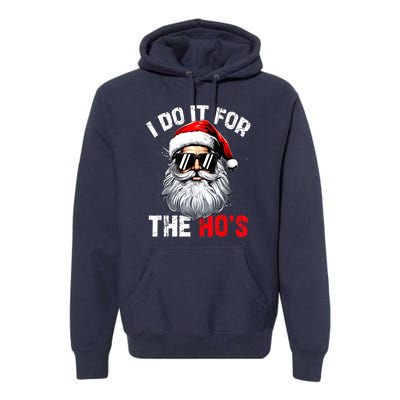 Xmas Santa Face I Do It For The Hos Funny Inappropriate Christmas Gift Premium Hoodie