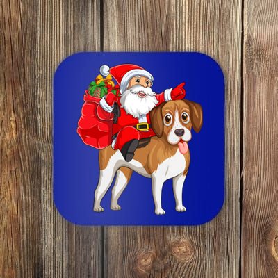 Xmas Squad Funny Santa Riding Beagle Dog Christmas Great Gift Coaster