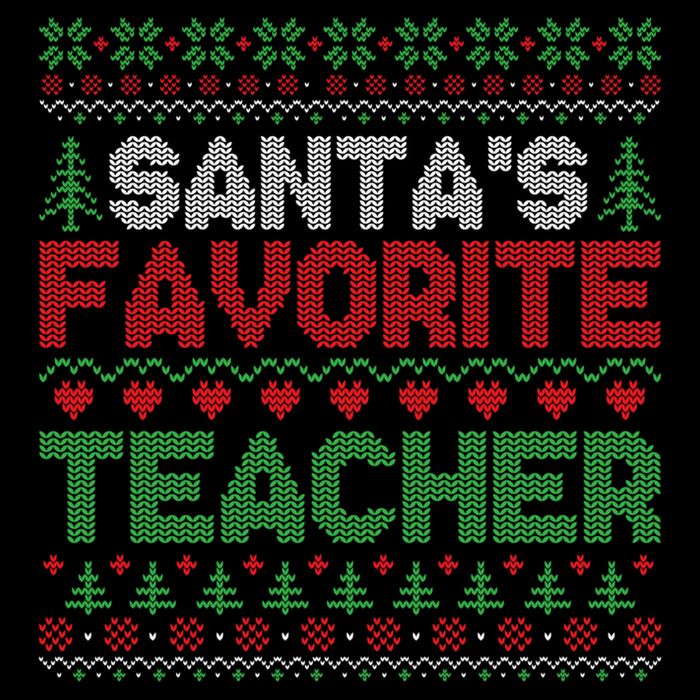 Xmas SantaS Favorite Teacher Funny Ugly Christmas Sweater Funny Gift Flat Bill Trucker Hat