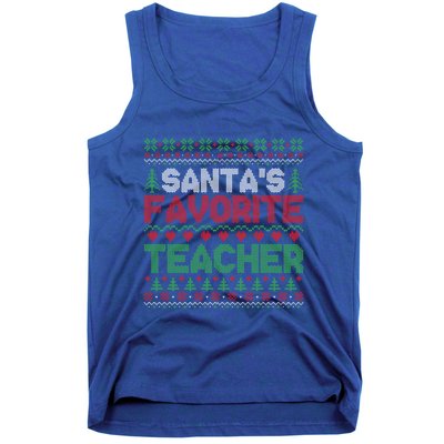 Xmas SantaS Favorite Teacher Funny Ugly Christmas Sweater Funny Gift Tank Top