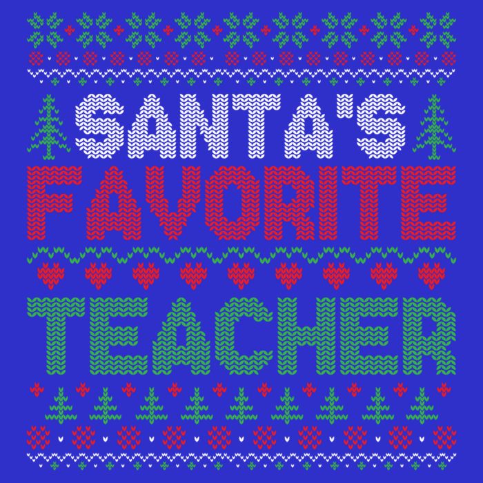 Xmas SantaS Favorite Teacher Funny Ugly Christmas Sweater Funny Gift Kids T-Shirt