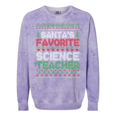 Xmas SantaS Favorite Science Teacher Ugly Christmas Gift Colorblast Crewneck Sweatshirt