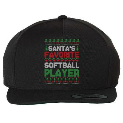 Xmas SantaS Favorite Softball Player Ugly Christmas Gift Wool Snapback Cap