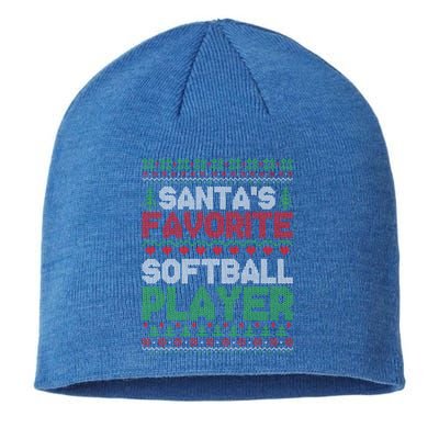 Xmas SantaS Favorite Softball Player Ugly Christmas Gift Sustainable Beanie