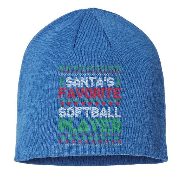 Xmas SantaS Favorite Softball Player Ugly Christmas Gift Sustainable Beanie