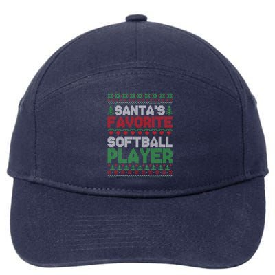 Xmas SantaS Favorite Softball Player Ugly Christmas Gift 7-Panel Snapback Hat