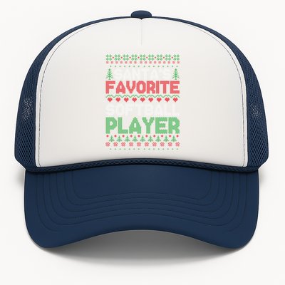 Xmas SantaS Favorite Softball Player Ugly Christmas Gift Trucker Hat