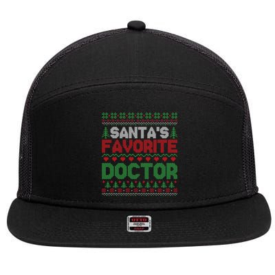 Xmas SantaS Favorite Doctor Funny Ugly Christmas Cute Gift 7 Panel Mesh Trucker Snapback Hat