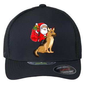 Xmas Squad Funny Santa Riding Ger Shepherd Dog Christmas Funny Gift Flexfit Unipanel Trucker Cap