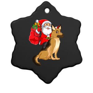 Xmas Squad Funny Santa Riding Ger Shepherd Dog Christmas Funny Gift Ceramic Star Ornament