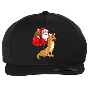 Xmas Squad Funny Santa Riding Ger Shepherd Dog Christmas Funny Gift Wool Snapback Cap