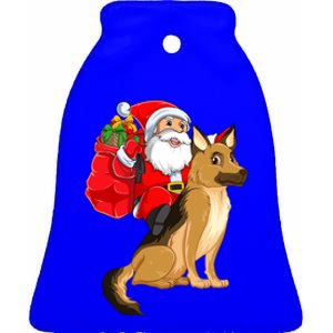 Xmas Squad Funny Santa Riding Ger Shepherd Dog Christmas Funny Gift Ceramic Bell Ornament