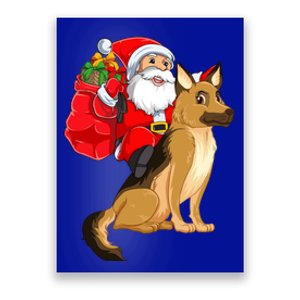 Xmas Squad Funny Santa Riding Ger Shepherd Dog Christmas Funny Gift Poster