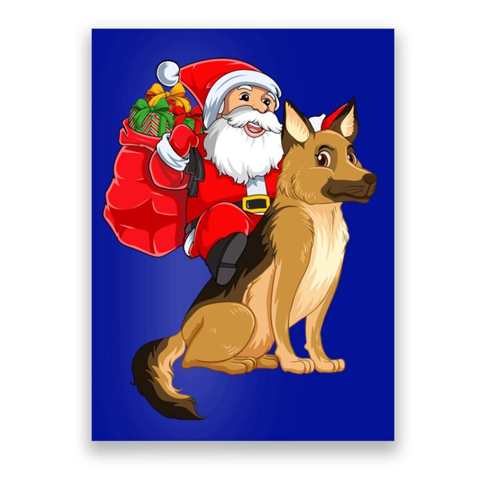 Xmas Squad Funny Santa Riding Ger Shepherd Dog Christmas Funny Gift Poster