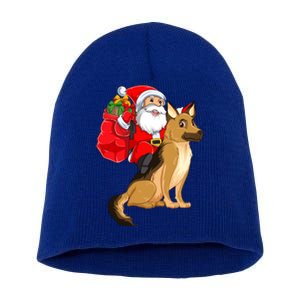 Xmas Squad Funny Santa Riding Ger Shepherd Dog Christmas Funny Gift Short Acrylic Beanie