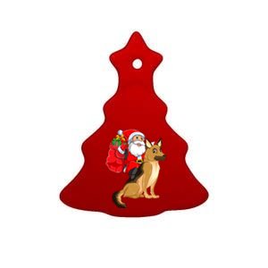 Xmas Squad Funny Santa Riding Ger Shepherd Dog Christmas Funny Gift Ceramic Tree Ornament