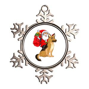 Xmas Squad Funny Santa Riding Ger Shepherd Dog Christmas Funny Gift Metallic Star Ornament