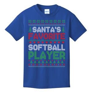 Xmas SantaS Favorite Softball Player Ugly Christmas Sweater Great Gift Kids T-Shirt