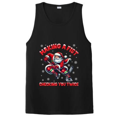 Xmas Snowflakes Gift Making A Fist Checking You Twice Ice Hockey PosiCharge Competitor Tank