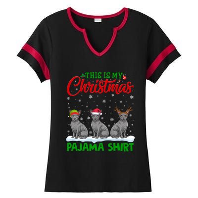 Xmas Santa Hat Reindeer Sphynx Dog Christmas Ladies Halftime Notch Neck Tee