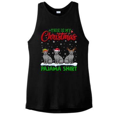 Xmas Santa Hat Reindeer Sphynx Dog Christmas Ladies PosiCharge Tri-Blend Wicking Tank