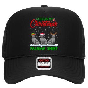 Xmas Santa Hat Reindeer Sphynx Dog Christmas High Crown Mesh Back Trucker Hat