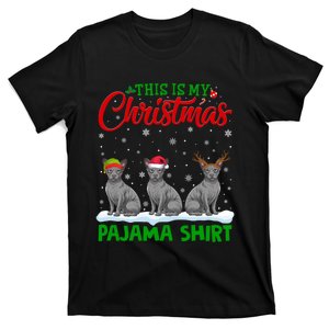 Xmas Santa Hat Reindeer Sphynx Dog Christmas T-Shirt