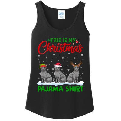 Xmas Santa Hat Reindeer Sphynx Dog Christmas Ladies Essential Tank