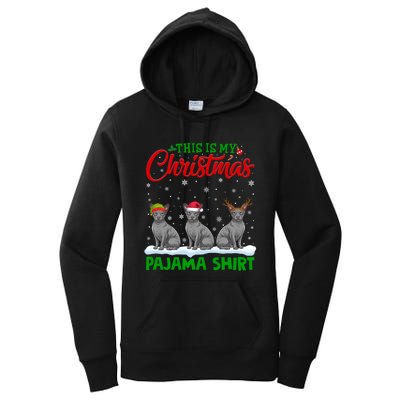 Xmas Santa Hat Reindeer Sphynx Dog Christmas Women's Pullover Hoodie