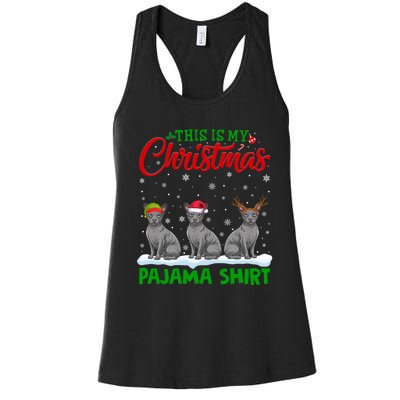 Xmas Santa Hat Reindeer Sphynx Dog Christmas Women's Racerback Tank